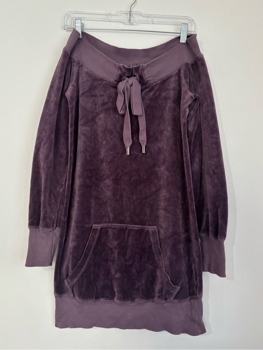 Juicy Couture Plum Velvet Pullover with Orange Logo Tag